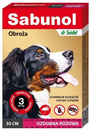 Sabunol GPI Obroża przeciw pchłom dla psa ozdobna różowa 50cm Sabunol GPI Obroża przeciw pchłom dla psa ozdobna różowa 50cm