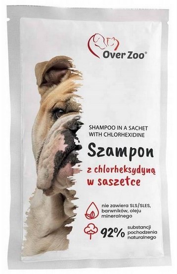 Over Zoo Szampon z chlorheksydyną dla psów i kotów saszetka 20ml Over Zoo Szampon z chlorheksydyną dla psów i kotów saszetka 20ml