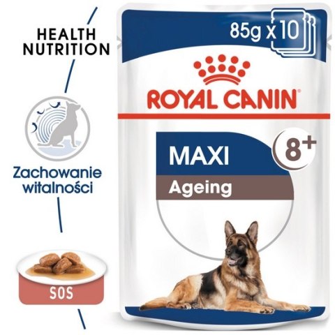 Royal Canin Maxi Ageing 8+ karma mokra w sosie dla psów dojrzałych, po 8 roku życia, ras dużych saszetka 140g Royal Canin Maxi Ageing 8+ karma mokra w sosie dla psów dojrzałych, po 8 roku życia, ras dużych saszetka 140g