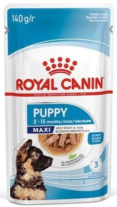 Royal Canin Maxi Puppy karma mokra w sosie dla szczeniąt, od 2 do 15 miesiąca życia, ras dużych saszetka 140g Royal Canin Maxi Puppy karma mokra w sosie dla szczeniąt, od 2 do 15 miesiąca życia, ras dużych saszetka 140g