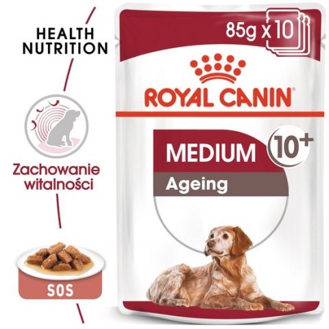 Royal Canin Medium Ageing 10+ karma mokra w sosie dla psów dojrzałych po 10 roku życia, ras średnich saszetka 140g Royal Canin Medium Ageing 10+ karma mokra w sosie dla psów dojrzałych po 10 roku życia, ras średnich saszetka 140g