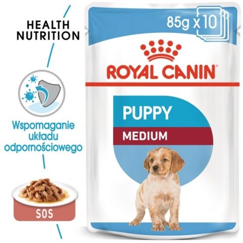 Royal Canin Medium Puppy karma mokra w sosie dla szczeniąt, od 2 do 12 miesiąca, ras średnich 140g Royal Canin Medium Puppy karma mokra w sosie dla szczeniąt, od 2 do 12 miesiąca, ras średnich 140g