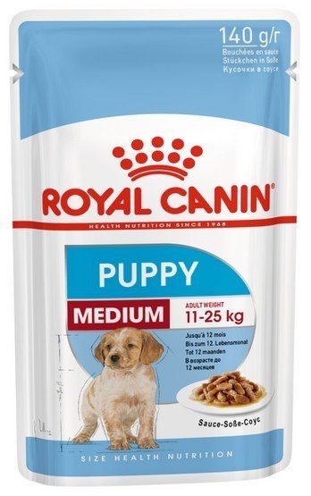Royal Canin Medium Puppy karma mokra w sosie dla szczeniąt, od 2 do 12 miesiąca, ras średnich 140g Royal Canin Medium Puppy karma mokra w sosie dla szczeniąt, od 2 do 12 miesiąca, ras średnich 140g