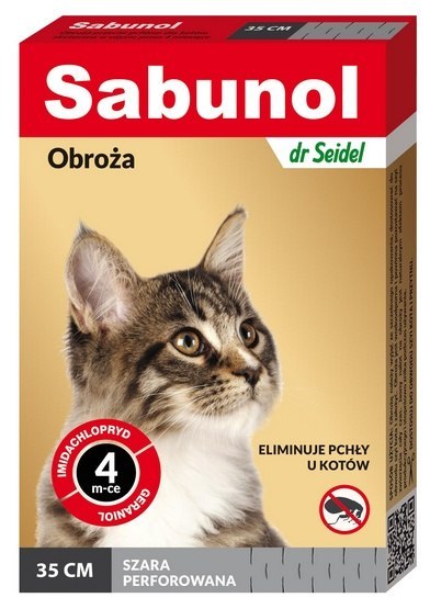 Sabunol Obroża przeciw pchłom dla kota szara 35cm Sabunol Obroża przeciw pchłom dla kota szara 35cm