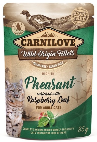 Carnilove Cat Pheasant & Raspberry Leaves - bażant i liście maliny saszetka 85g Carnilove Cat Pheasant & Raspberry Leaves - bażant i liście maliny saszetka 85g