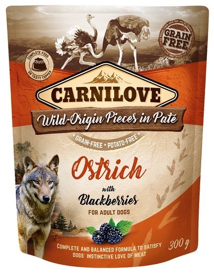 Carnilove Dog Ostrich & Blackberries - struś i jeżyny saszetka 300g Carnilove Dog Ostrich & Blackberries - struś i jeżyny saszetka 300g