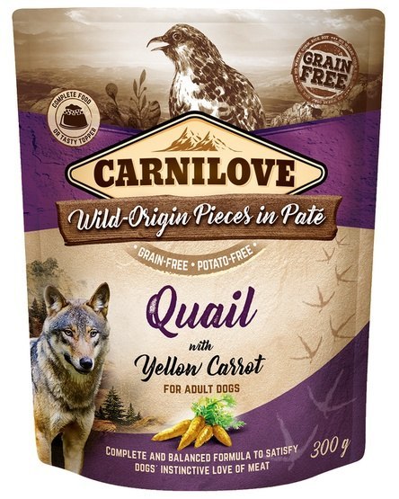 Carnilove Dog Quail & Yellow Carrot - przepiórka i żółta marchew saszetka 300g Carnilove Dog Quail & Yellow Carrot - przepiórka i żółta marchew saszetka 300g