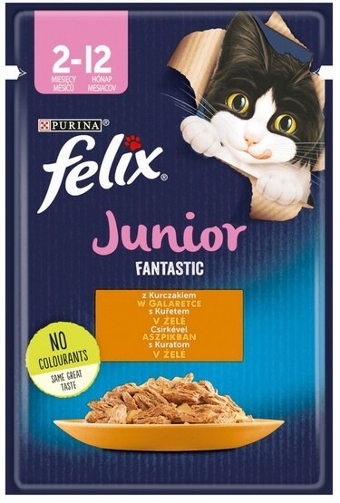 Felix Fantastic Junior Kurczak w galaretce saszetka 85g Felix Fantastic Junior Kurczak w galaretce saszetka 85g
