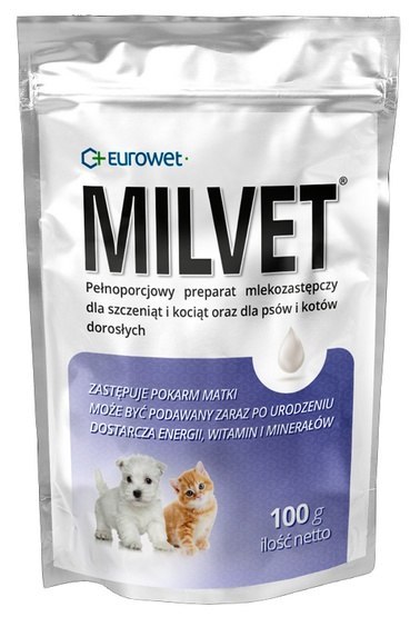 Milvet Preparat mlekozastępczy dla szczeniąt i kociąt 100g Milvet Preparat mlekozastępczy dla szczeniąt i kociąt 100g