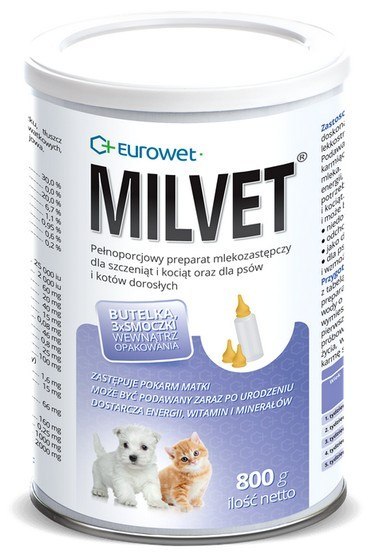 Milvet Preparat mlekozastępczy dla szczeniąt i kociąt 800g Milvet Preparat mlekozastępczy dla szczeniąt i kociąt 800g