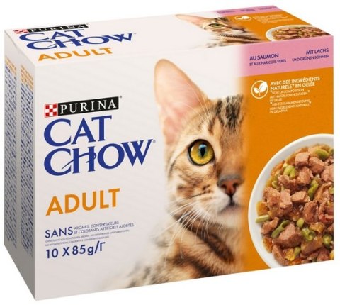 Purina Cat Chow Łosoś i zielona fasolka saszetki 10x85g Purina Cat Chow Łosoś i zielona fasolka saszetki 10x85g