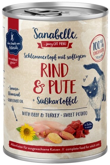 Sanabelle Wołowina, indyk i batat puszka 380g Sanabelle Wołowina, indyk i batat puszka 380g