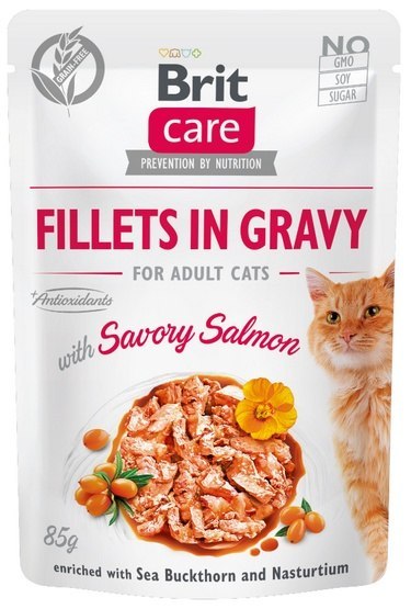 Brit Care Cat Fillets In Gravy Savory Salmon saszetka 85g Brit Care Cat Fillets In Gravy Savory Salmon saszetka 85g