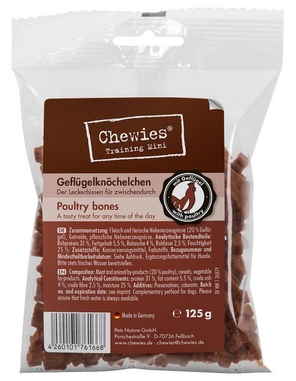 Chewies Goodies (Training) Kosteczki Mini Drób 125g Chewies Goodies (Training) Kosteczki Mini Drób 125g
