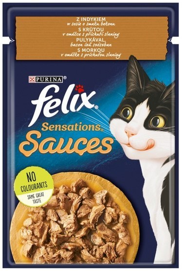 Felix Sensations Sauces Surprise Indyk w sosie bekonowym saszetka 85g Felix Sensations Sauces Surprise Indyk w sosie bekonowym saszetka 85g