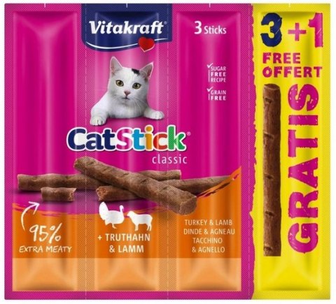 Vitakraft Cat Stick Classic indyk + jagnięcina 4szt (3+1 gratis) Vitakraft Cat Stick Classic indyk + jagnięcina 4szt (3+1 gratis)