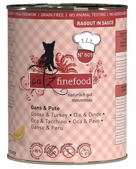 Catz Finefood Ragout N.603 Gęś i Indyk puszka 380g Catz Finefood Ragout N.603 Gęś i Indyk puszka 380g